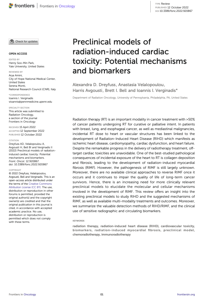 Preclinical models of radiation-induced cardiac toxicity: Potential mechanisms and biomarkers